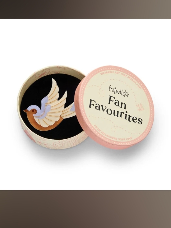 Erstwilder Jewelry - Fan Favourites Bird Brooch in Cream, Pink and Brown Fancie Jo Sparrow Brooch